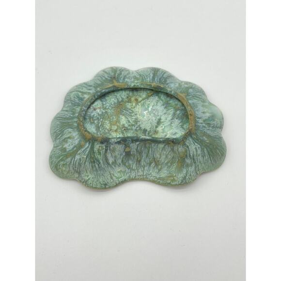 VINTAGE CERAMIC SHELL DISH in Blue/Green glaze - Picture 6 of 8